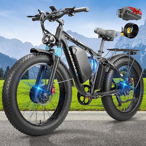 9000W Dual Motor Ebike,24" Fat Tire Electric Bike for Adults, 45MPH Fast 52V 34Ah Long Range, Dual Hydraulic Brakes Full Suspension, Snow/Mountain/Off-Road/Commute E-Bike in Saudi Arabia