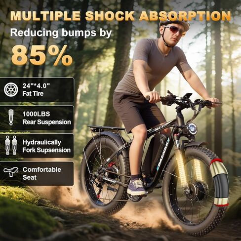 9000W Dual Motor Ebike,24" Fat Tire Electric Bike for Adults, 45MPH Fast 52V 34Ah Long Range, Dual Hydraulic Brakes Full Suspension, Snow/Mountain/Off-Road/Commute E-Bike in Saudi Arabia