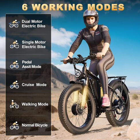 9000W Dual Motor Ebike,24" Fat Tire Electric Bike for Adults, 45MPH Fast 52V 34Ah Long Range, Dual Hydraulic Brakes Full Suspension, Snow/Mountain/Off-Road/Commute E-Bike in Saudi Arabia