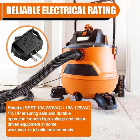 استبدال مفاتيح الروك 10 أمبير 250 فولت تيار متردد لمفتاح تبديل الفراغ في المتجر، متوافق مع الحرفيين وRidgid المكانس الكهربائية الرطبة والجافة، 15A125VAC، 3/4 HP، ON-None-Off (عبوتان) in Kuwait