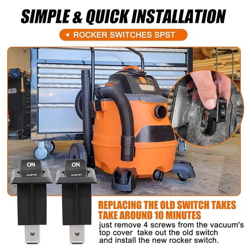 استبدال مفاتيح الروك 10 أمبير 250 فولت تيار متردد لمفتاح تبديل الفراغ في المتجر، متوافق مع الحرفيين وRidgid المكانس الكهربائية الرطبة والجافة، 15A125VAC، 3/4 HP، ON-None-Off (عبوتان) in Kuwait