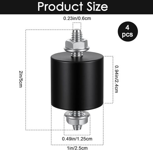 4 Pack 25x25mm M6 Rubber Vibration Isolator Mounts, Rubber Isolator Mounts, Rubbers Mount Shock Absorber, Anti Vibration Pads for Fitness Equipment in Kuwait