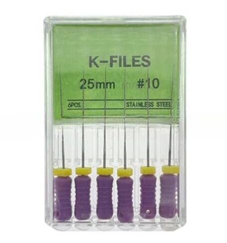 6Pcs/Pack Dental Hand Use K-Files 25mm Stainless Steel Endodontic Root Canal Files Dentist Tools Dental Lab Instruments (10,25mm) in Saudi Arabia