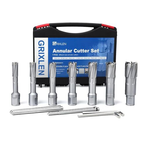 12 Pack 7/16 to 1-1/8 inch Annular Cutters Set with Weldon Shank,11mm ~ 29mm Carbide Tip Annular Drill Bit for Stainless Steel, Iron (1-3/8 inch Depth Set) in Kuwait