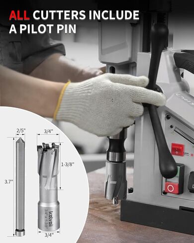 Kolvoii Carbide-Tipped Annular Cutter, 3/4" Diameter x 1-3/8" Depth, 3/4" Weldon Shank (2 Flat) TCT Mag Drill Bit for Stainless Steel, Cast Iron, Hard Steel, High-Speed Cutting with Pilot Pin in Kuwait
