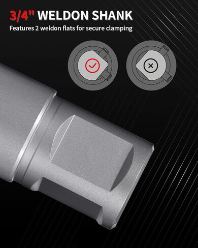 Kolvoii Carbide-Tipped Annular Cutter, 3/4" Diameter x 1-3/8" Depth, 3/4" Weldon Shank (2 Flat) TCT Mag Drill Bit for Stainless Steel, Cast Iron, Hard Steel, High-Speed Cutting with Pilot Pin in Kuwait