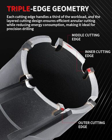 Kolvoii Carbide-Tipped Annular Cutter, 3/4" Diameter x 1-3/8" Depth, 3/4" Weldon Shank (2 Flat) TCT Mag Drill Bit for Stainless Steel, Cast Iron, Hard Steel, High-Speed Cutting with Pilot Pin in Kuwait