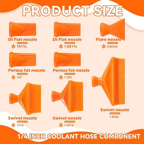 20 Piece Hose ID Coolant Hose Component 1/4" Nozzle Set Connects to Modular Line and Fittings for Hydraulic Machinery/Water Cooling System in Kuwait