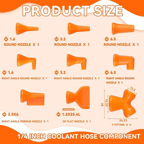 20 Piece Hose ID Coolant Hose Component 1/4" Nozzle Set Connects to Modular Line and Fittings for Hydraulic Machinery/Water Cooling System in Kuwait