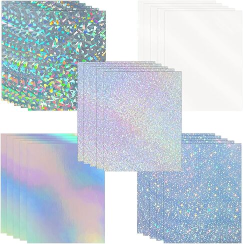 30 ورقة ورقة ملصقات قابلة للطباعة الفينيل القابلة للطباعة A4 (8.25 "× 11.7") بحجم الحرف الأمريكي قوس قزح ملصقًا لامعًا لذاته مضادًا لذاته بسرعة للطابعة الحبر/الليزر (6 Desg-Star in Kuwait