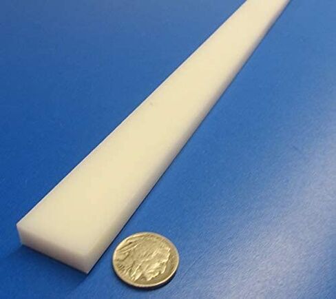 شريط مستطيل أبيض HDPE (بولي إيثيلين عالي الكثافة) .375 بوصة (3/8 بوصة) × 1.00 بوصة (1 بوصة) × 48 بوصة 4 قطع in Saudi Arabia