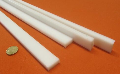 شريط مستطيل أبيض HDPE (بولي إيثيلين عالي الكثافة) .375 بوصة (3/8 بوصة) × 1.00 بوصة (1 بوصة) × 48 بوصة 4 قطع in Saudi Arabia
