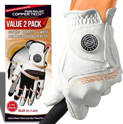 Copper Tech Ladies Golf Gloves Women Left Hand or Right Hand 2 Pack | Copper Compression Joint Support with Flexible & Comfortable Fit in Saudi Arabia