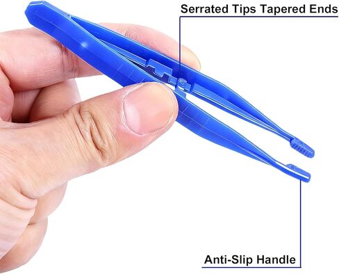 ملاقط بلاستيكية، ملاقط للإسعافات الأولية للاستعمال مرة واحدة مع حواف للأصابع، مناسبة للمختبر، المنزل، الملابس، الحرف اليدوية، العلوم الابتدائية، الفصل المدرسي، عبوة من 30 قطعة، أزرق in Kuwait