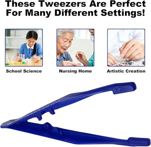 ملاقط بلاستيكية، ملاقط للإسعافات الأولية للاستعمال مرة واحدة مع حواف للأصابع، مناسبة للمختبر، المنزل، الملابس، الحرف اليدوية، العلوم الابتدائية، الفصل المدرسي، عبوة من 30 قطعة، أزرق in Kuwait