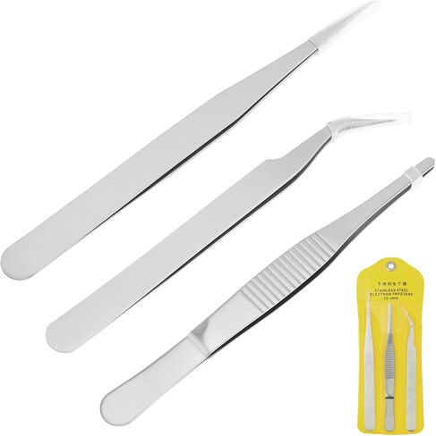 3pcs Precision ESD Tweezers Set, Anti-Static Stainless Steel Tweezers, Non-magnetic Curved Set for Jewelry, Craft, Electronics (1.5mm) in Saudi Arabia