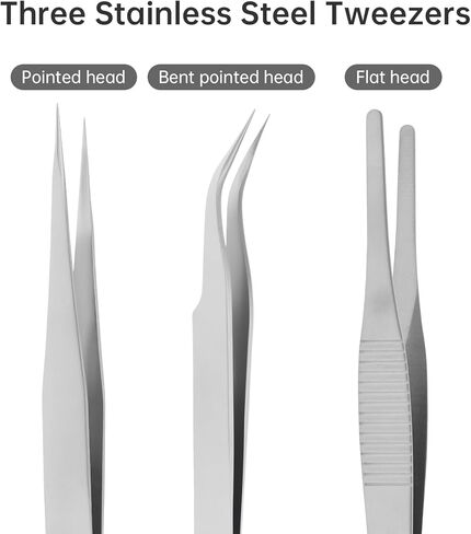 3pcs Precision ESD Tweezers Set, Anti-Static Stainless Steel Tweezers, Non-magnetic Curved Set for Jewelry, Craft, Electronics (1.5mm) in Saudi Arabia