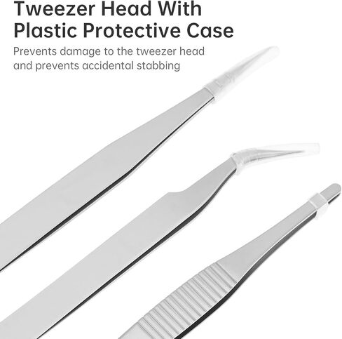 3pcs Precision ESD Tweezers Set, Anti-Static Stainless Steel Tweezers, Non-magnetic Curved Set for Jewelry, Craft, Electronics (1.5mm) in Saudi Arabia