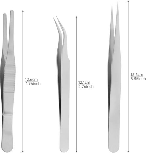 3pcs Precision ESD Tweezers Set, Anti-Static Stainless Steel Tweezers, Non-magnetic Curved Set for Jewelry, Craft, Electronics (1.5mm) in Saudi Arabia