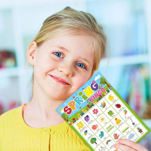 ألعاب سبرينج بينجو للأطفال 24 لاعبًا في الفصل الدراسي، ألعاب حفلات الربيع للمجموعات الكبيرة، مجموعة بينجو، لعبة بطاقات الطاولة، أنشطة مدرسية عائلية in Kuwait