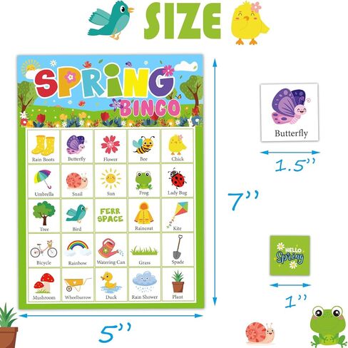 ألعاب سبرينج بينجو للأطفال 24 لاعبًا في الفصل الدراسي، ألعاب حفلات الربيع للمجموعات الكبيرة، مجموعة بينجو، لعبة بطاقات الطاولة، أنشطة مدرسية عائلية in Kuwait