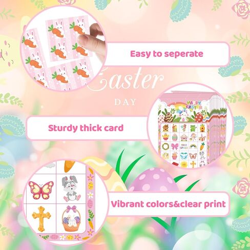 38pcs Easter Bingo Game for Easter Party Decorations, Easter Bingo Set Including Easter Day Bingo Game Easter Bunny Bingo Cards Spring Themed Bingo Craft Cards for Happy Easter Day Party Games in Saudi Arabia