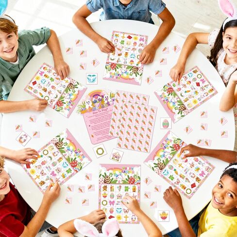 38pcs Easter Bingo Game for Easter Party Decorations, Easter Bingo Set Including Easter Day Bingo Game Easter Bunny Bingo Cards Spring Themed Bingo Craft Cards for Happy Easter Day Party Games in Saudi Arabia
