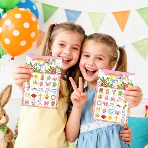 38pcs Easter Bingo Game for Easter Party Decorations, Easter Bingo Set Including Easter Day Bingo Game Easter Bunny Bingo Cards Spring Themed Bingo Craft Cards for Happy Easter Day Party Games in Saudi Arabia
