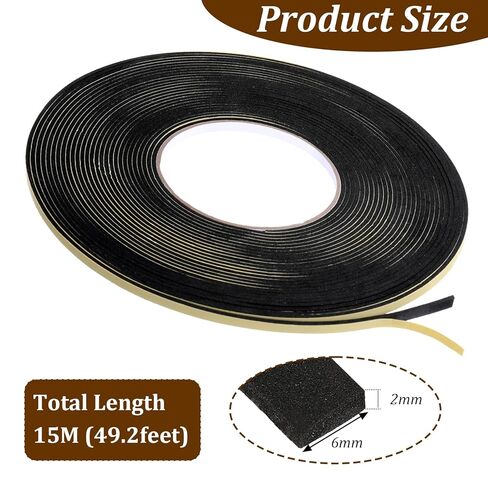 Sliverdew Car Speaker Sealing Tape, 50Ft Speaker Foam Grip Tape Soundproofing Waterproofing Gasket-Tape Automotive Insulation Foam Tapes, 2mm Thick 6mm Width, Black in Saudi Arabia