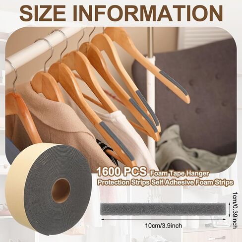 Nuanchu 1600 Pcs Foam Tape Hanger Protection Strips Self Adhesive Foam Strips Non-Slips Self Sticking for Clothes Hangers Retail Store or Home Use(Charcoal Grey) in Saudi Arabia