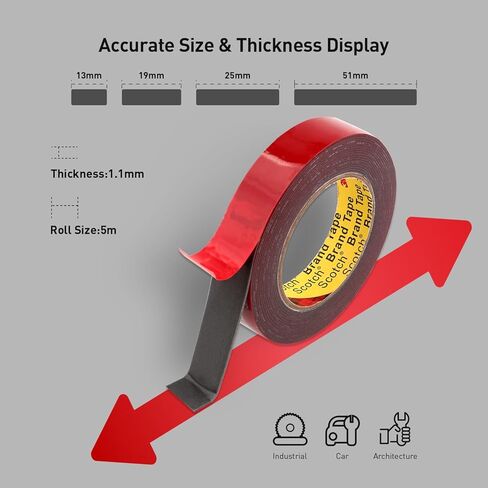 شريط مزدوج الجوانب شديد التحمل مقاس 0.39 بوصة × 16.5 قدم مصنوع من لاصق قوي 3M 4611 يتحمل درجة حرارة 450 درجة فهرنهايت لشريط تثبيت رغوي مقاوم للماء موثوق به لربط الزجاج المعدني للسيارات في المنزل والمكتب in Kuwait