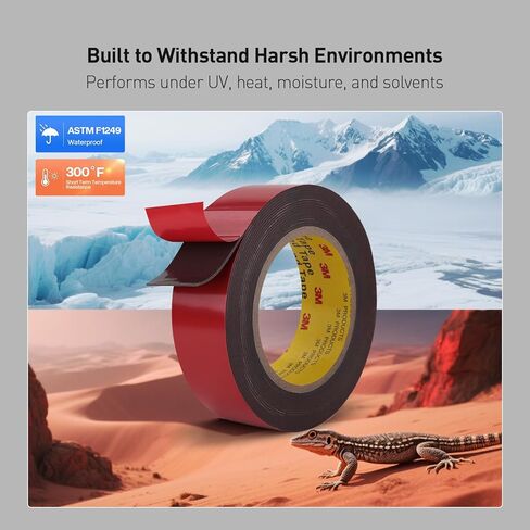 شريط مزدوج الجوانب شديد التحمل مقاس 0.39 بوصة × 16.5 قدم مصنوع من لاصق قوي 3M 4611 يتحمل درجة حرارة 450 درجة فهرنهايت لشريط تثبيت رغوي مقاوم للماء موثوق به لربط الزجاج المعدني للسيارات في المنزل والمكتب in Kuwait