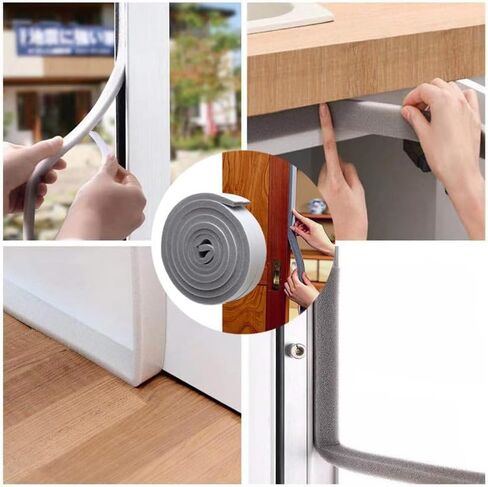 Self-Adhesive Sponge Seal Cuttable Waterproof Soundproof Seal Door Frame Cabinet Wear Protection Tool，1.5cm Width，1 Roll in Saudi Arabia