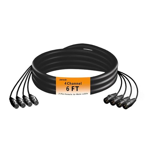 كابلات جيمسين 16 قناة XLR بطول 30 قدمًا من الذكور إلى الإناث مع ملصق رقمي وسلك ميكروفون سلكي مضفر وكابل صوت للمسرح واستوديو التسجيل، يمكن استخدامها مع أي جهاز in Kuwait