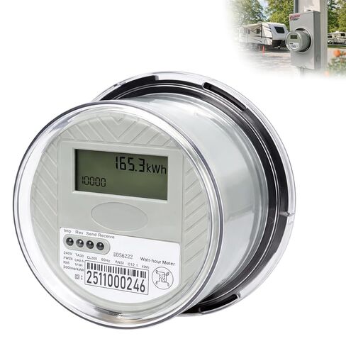 240 V 2-Wire Digital KWH Meter – High-Precision LCD Watt Meter for RV/Home/Workshop – Energy Usage Monitoring, ANSI C12.1 Compliant, Easy Install, Supports up to 200A TA30 in Saudi Arabia