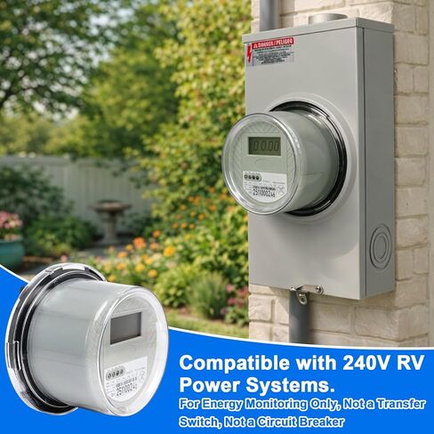 240 V 2-Wire Digital KWH Meter – High-Precision LCD Watt Meter for RV/Home/Workshop – Energy Usage Monitoring, ANSI C12.1 Compliant, Easy Install, Supports up to 200A TA30 in Saudi Arabia