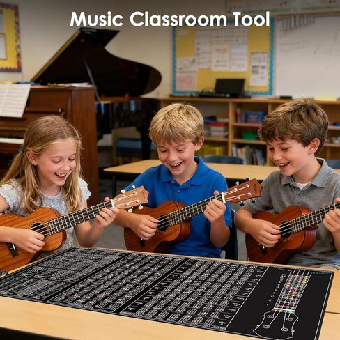 Ultimate Ukulele Practice Mat Ukulele Chord Chart 80x40cm Rubber Practice Guide – Chords, Intervals & Diatonic Progressions for Beginners & Pros in Kuwait