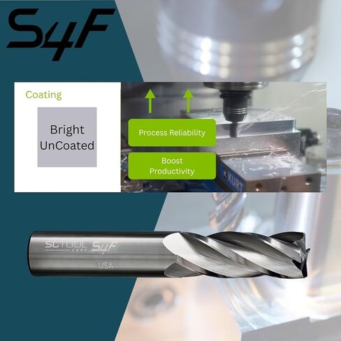 SCT30215 S4F 4-Flute، قطر 1/8 بوصة، طول القطع 1/2 بوصة، نصف قطر الزاوية 0.030 بوصة، القطع المركزي، 1.5 بوصة OAL، غير مطلي، قطر عرقوب 1/8 بوصة، مطحنة نهاية كربيد متعددة الاستخدامات in Kuwait