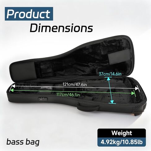 حقيبة جيتار FOOLS Bass مع عجلات قابلة للإزالة، قفل TSA، حقيبة ظهر مبطنة سميكة مقاومة للماء للسفر in Kuwait