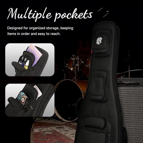 حقيبة جيتار FOOLS Bass مع عجلات قابلة للإزالة، قفل TSA، حقيبة ظهر مبطنة سميكة مقاومة للماء للسفر in Kuwait