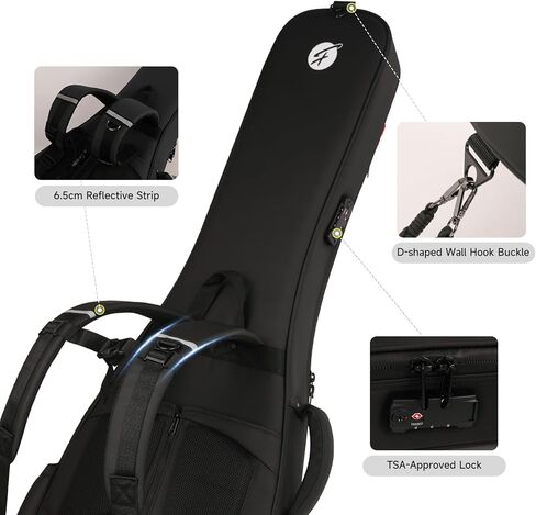 حقيبة جيتار FOOLS Bass مع عجلات قابلة للإزالة، قفل TSA، حقيبة ظهر مبطنة سميكة مقاومة للماء للسفر in Kuwait