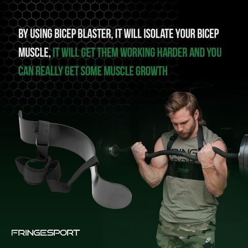 FringeSport Arm Blaster with Padded Elbow Nooks - Prick-Free Bicep Blaster, Adjustable Bicep curl Support Isolator for Ultimate Strength and Muscle Gains (Black) in Kuwait