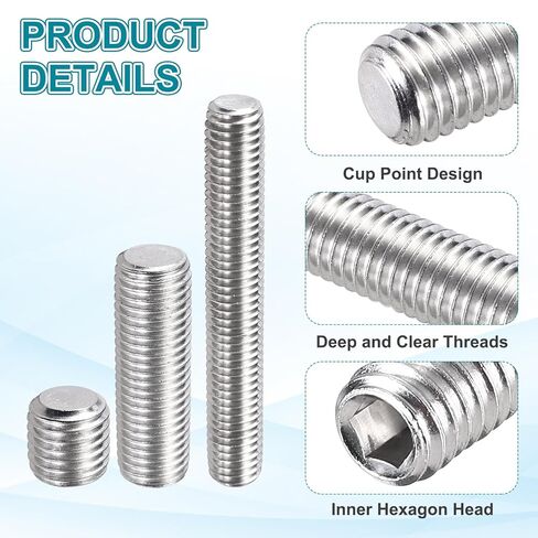 MECCANIXITY 4 Pcs M8-1.25 x 70mm Grub Screws, 304 Stainless Steel Cup Point Allen Head Screws Internal Hex Socket Drive for Bathroom Fixtures Repair Furniture DIY Project in Saudi Arabia