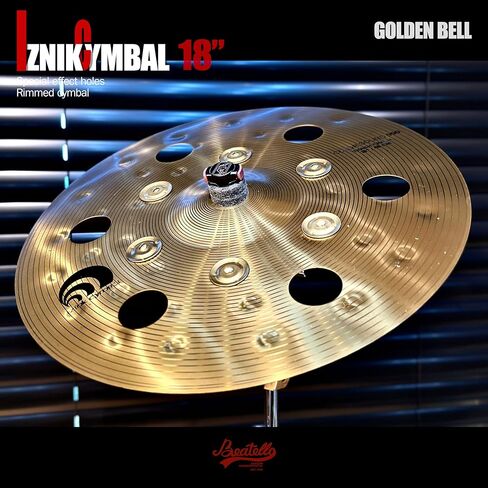 18 بوصة تأثيرات Crash Cymbal مع Jingles، صنج طبل من سبائك البرونز الذهبي الاحترافي، صوت تافه مع لمسات جرس الأزيز، تصميم مثقوب لمجموعة الطبول والإيقاع in Kuwait