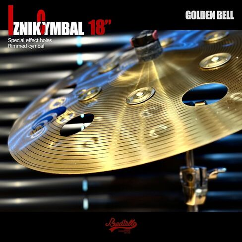 18 بوصة تأثيرات Crash Cymbal مع Jingles، صنج طبل من سبائك البرونز الذهبي الاحترافي، صوت تافه مع لمسات جرس الأزيز، تصميم مثقوب لمجموعة الطبول والإيقاع in Kuwait