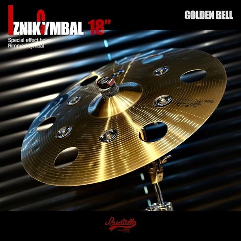 18 بوصة تأثيرات Crash Cymbal مع Jingles، صنج طبل من سبائك البرونز الذهبي الاحترافي، صوت تافه مع لمسات جرس الأزيز، تصميم مثقوب لمجموعة الطبول والإيقاع in Kuwait