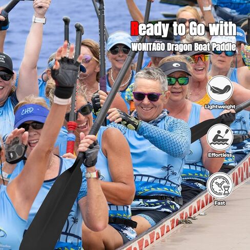 مجداف قارب التنين خفيف الوزن من ألياف الكربون بالكامل مع حقيبة مجداف، مجاذيف قارب التنين قابلة للتعديل 45-51 بوصة (115-130 سم)، معتمد من IDBF in Kuwait