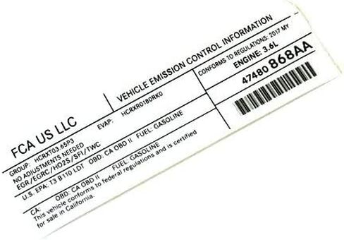 Mopar 47480868AA LABEL VECI LABEL in Saudi Arabia