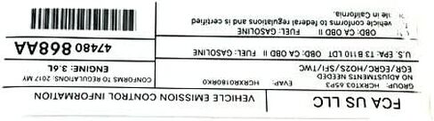 Mopar 47480868AA LABEL VECI LABEL in Saudi Arabia