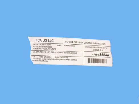 Mopar 47480868AA LABEL VECI LABEL in Saudi Arabia